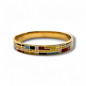 Colorful Geometric Gold Bangle